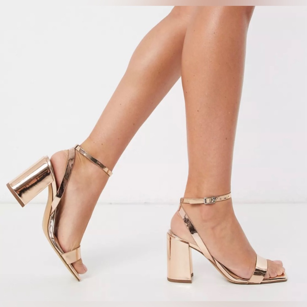 Asos Design Havana Barely There Block Heeled Sand… - image 1